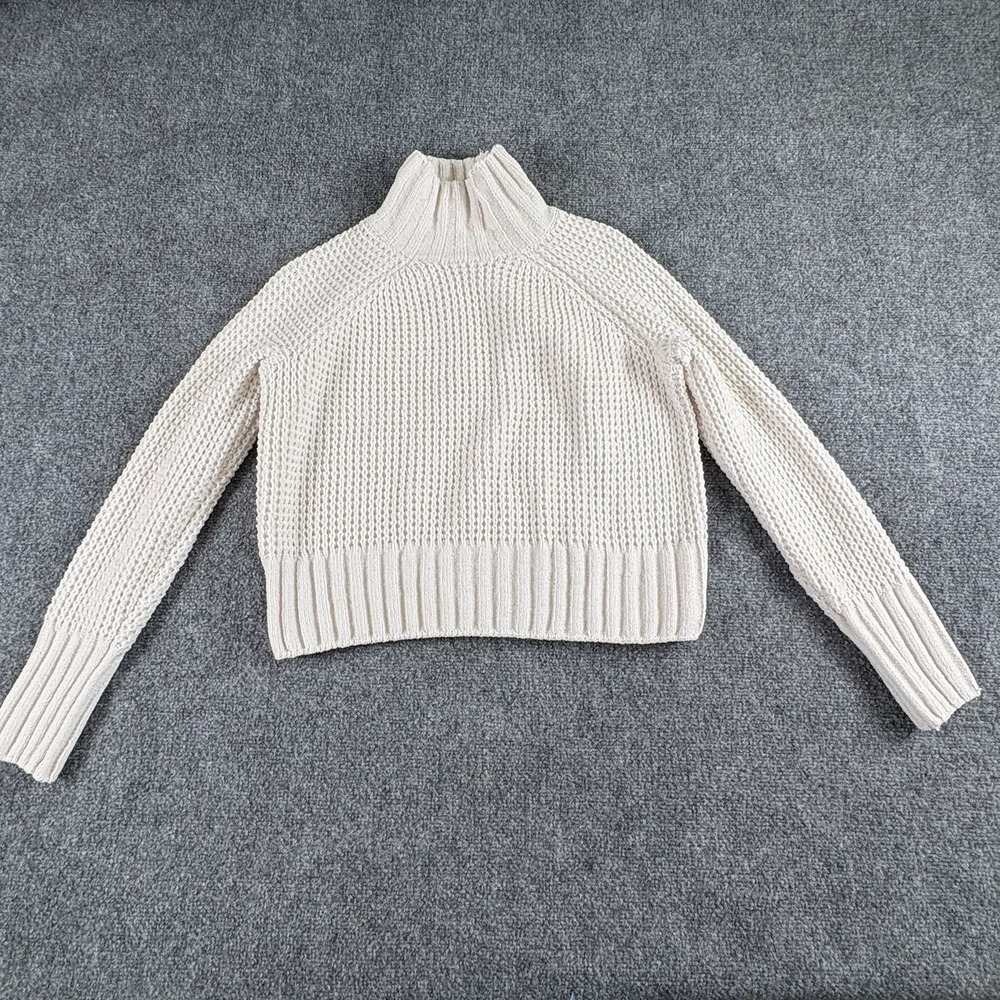 Hippie Rose Sweater Women M Cream Cropped Turtleneck Boho Cozy Fairy Cottagecore